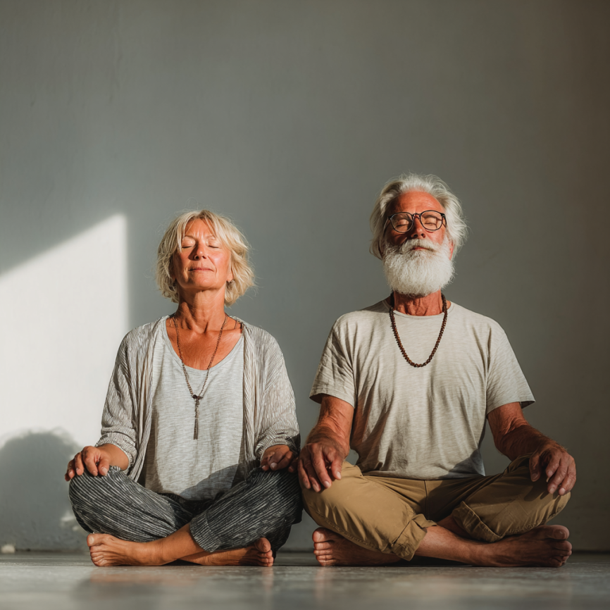 Група літніх людей після заняття йогою